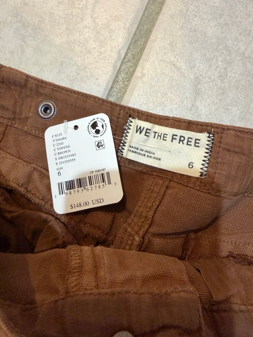 We The Free Low Rise Sedona Cargo Pant Toffee Color Size 6 Straight Leg NWT - Picture 5 of 8